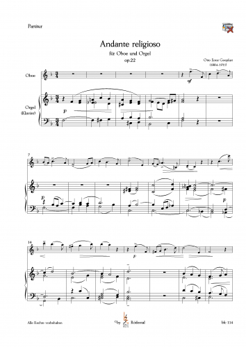 Goepfart, O.E. - Andante religioso für Oboe und Orgel