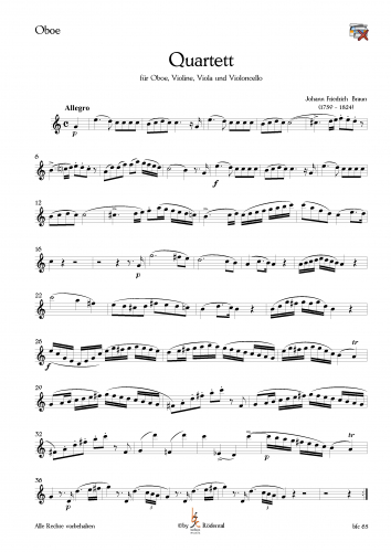 Braun, Johann Friedrich - Quartett für Oboe und Streicher