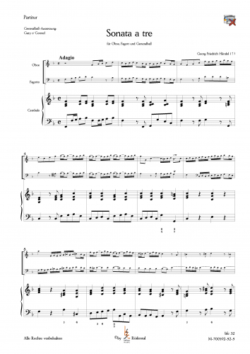 Händel, Georg Friedrich - Kammersonate F-Dur für Oboe, Fagott und Generalbaß
