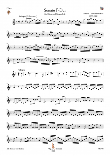 Heinichen, Johann David - Sonate F-Dur für Oboe und Generalbaß