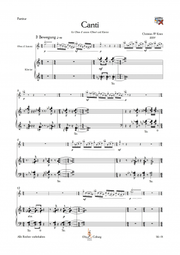 Kram, Christian FP  - Canti für Oboe d’ amore (Oboe) und Klavier