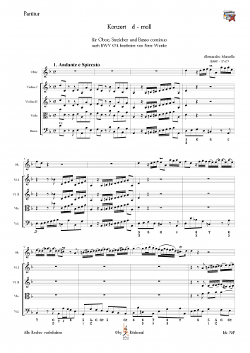 Marcello, Antonio - Konzert d-Moll für Oboe, Streicher und BC