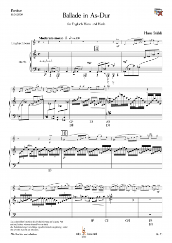 Stähli, Hans - Ballade As-Dur für Englisch Horn und Harfe