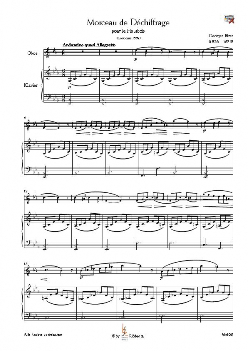 Bizet, Georges - Morceau für Oboe und Klavier / Harfe