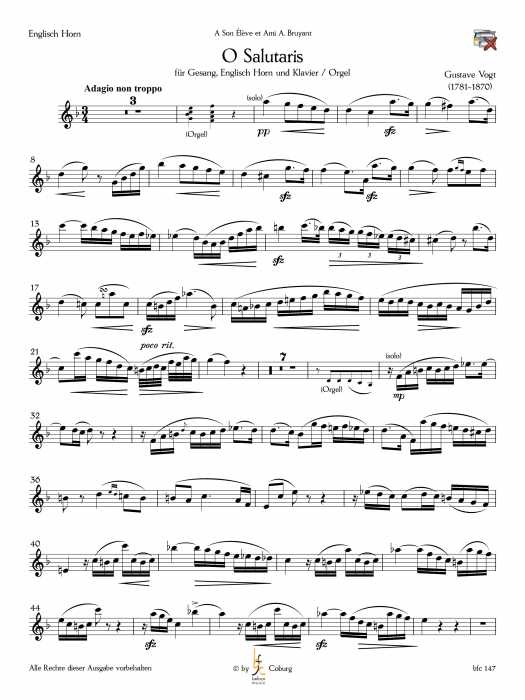 Vogt, Gustave - "O Salutaris" für Englisch Horn, Gesang und Orgel