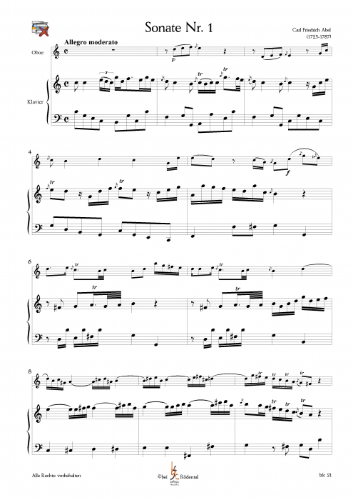 Abel, Carl-Friedrich - Sonaten für Oboe und Klavier