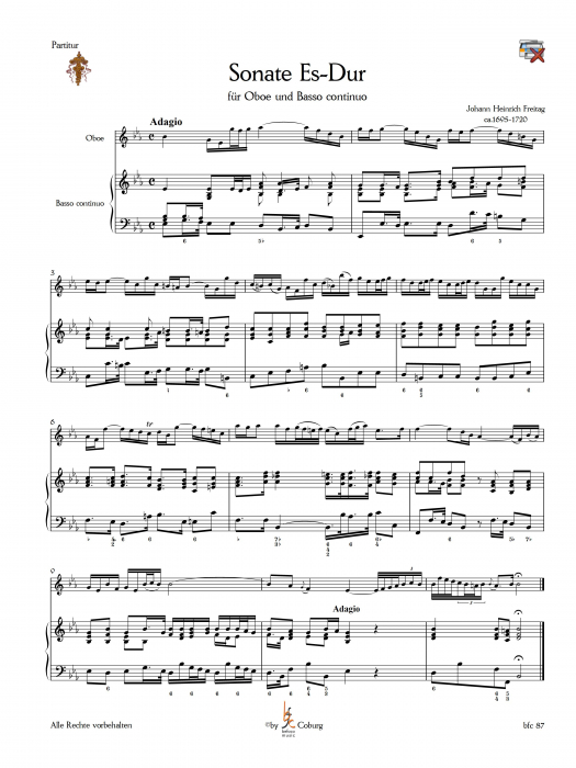 Freitag, Johann Heinrich - Sonate für Oboe und Basso continuo