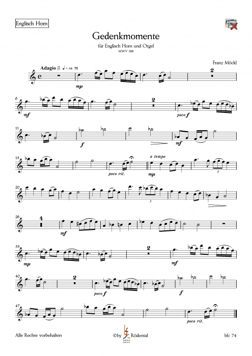 Möckl, Franz - Gedenkmomente für Englisch Horn und Orgel