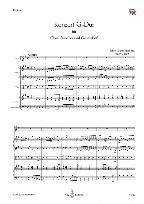 Heinichen, Johann David - Konzert G-Dur für Oboe, Streicher und Basso continuo