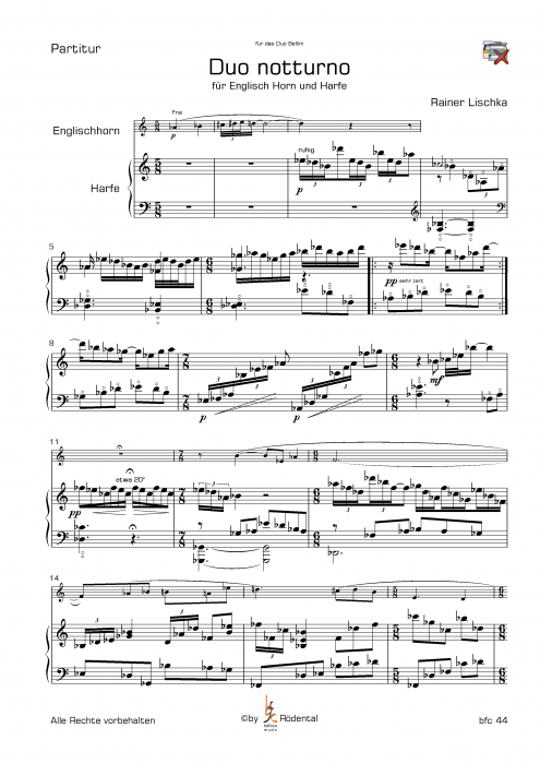 Lischka, Rainer - Duo notturno für Englisch Horn und Harfe
