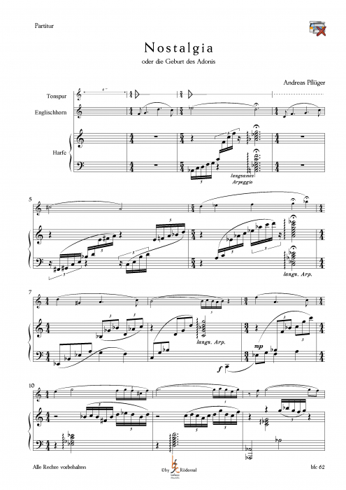 Pflüger, Andreas - Nostalgia für Englisch Horn, Harfe und Tonband