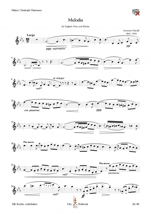 Pasculli, Antonino - Melodia für Englisch Horn und Klavier