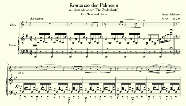 Schubert, Franz - Romanze des Palmerin für Oboe und Harfe (Klavier)
